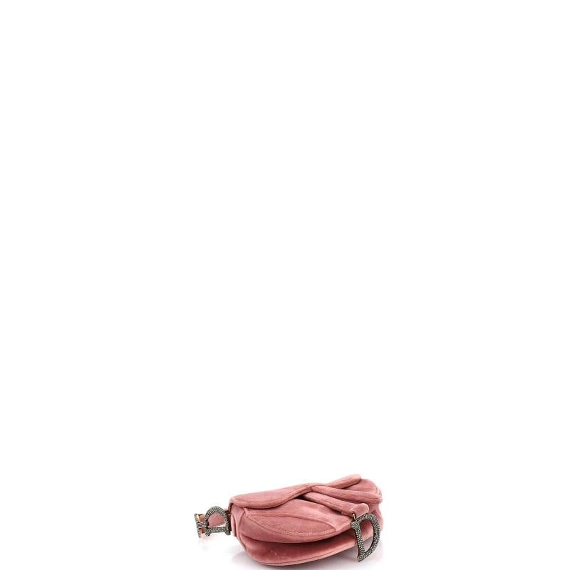 Christian Dior Saddle Handbag Velvet with Crystals Mini - 4