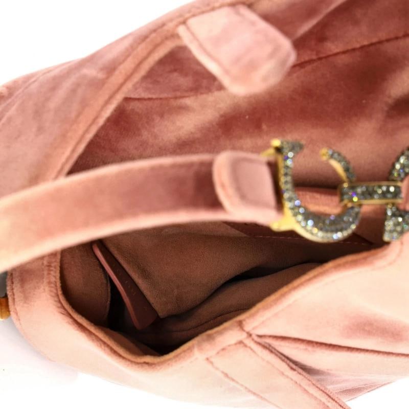 Christian Dior Saddle Handbag Velvet with Crystals Mini - 5