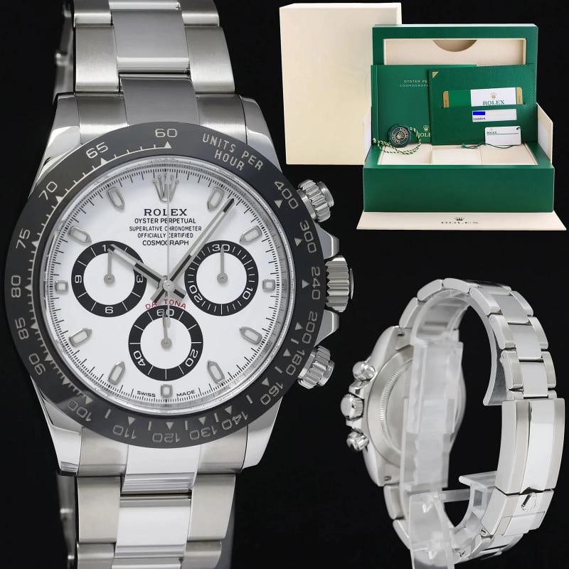 MINT PAPERS Rolex Daytona 116500LN White Ceramic Panda Chrono 40mm Steel Watch: Condition: Pre-owned - Excellent,Brand: Rolex,Department: Unisex Adults,Type: Wristwatch,Model: Daytona,Reference Number: 116500LN,With Original Box/Packaging: Yes,With Papers: Original,Customized: No