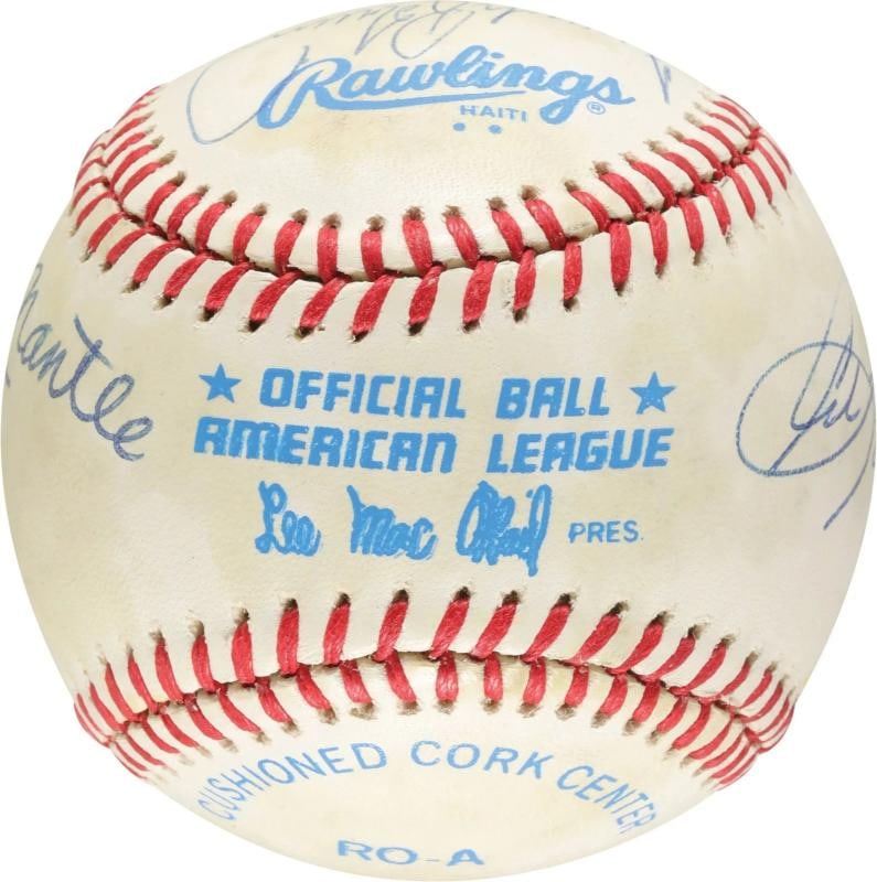 Mickey Mantle Ted Williams Carl Yastrzemski Triple Crown Signed Baseball PSA DNA - 8