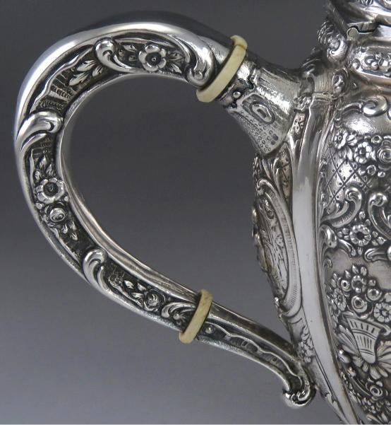 Vintage 1942 Beautifully Hand Chased Finnish Silver Teapot - 5