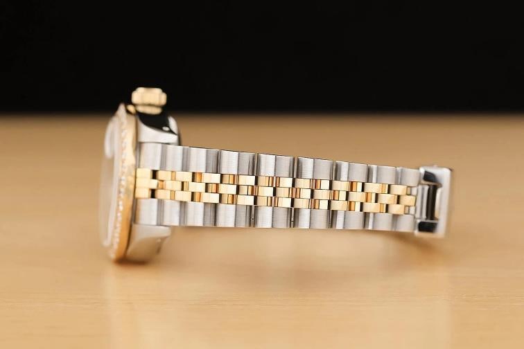 ROLEX LADIES DATEJUST 69173 MOTHER OF PEARL RUBY DIAMOND 18K GOLD STEEL WATCH - 5