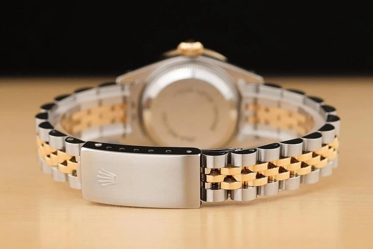 ROLEX LADIES DATEJUST 69173 MOTHER OF PEARL RUBY DIAMOND 18K GOLD STEEL WATCH - 6