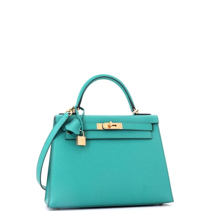 Hermes Kelly Handbag Blue Epsom with Gold Hardware 28 - 2