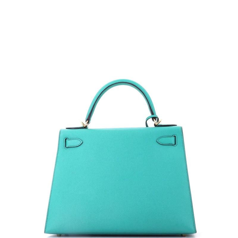Hermes Kelly Handbag Blue Epsom with Gold Hardware 28 - 3