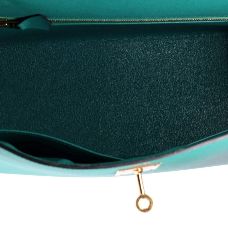 Hermes Kelly Handbag Blue Epsom with Gold Hardware 28 - 6