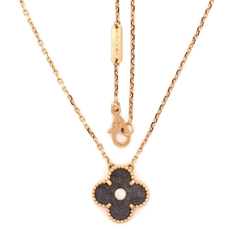 Van Cleef & Arpels Vintage Alhambra Pendant Necklace 18K Rose Gold and Silver - 3