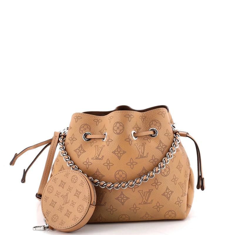 Louis Vuitton Bella Bucket Bag Mahina Leather: Condition: Pre-owned - Good,Brand: Louis Vuitton,Exterior Material: Leather,Style: Bucket,Exterior Color: Neutral,Department: Women,Size: Unknown,Accessories: Pochette, Extra Strap, With Strap