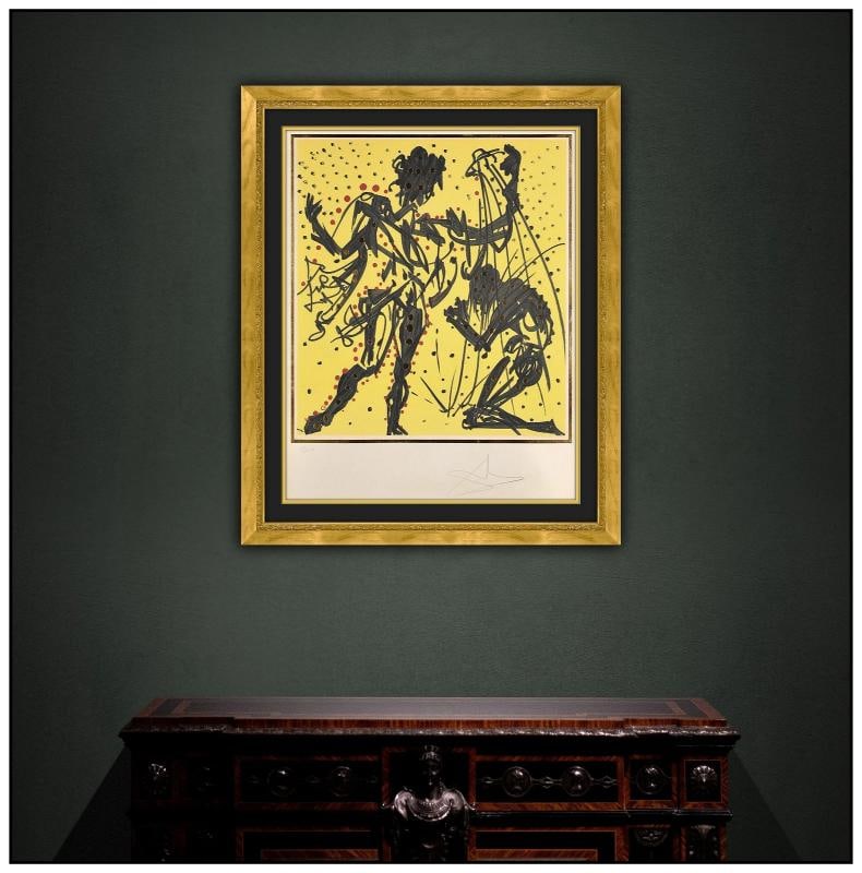 Salvador Dali Original Lithograph with Gold Embellishments Signed Framed Artwork - 2