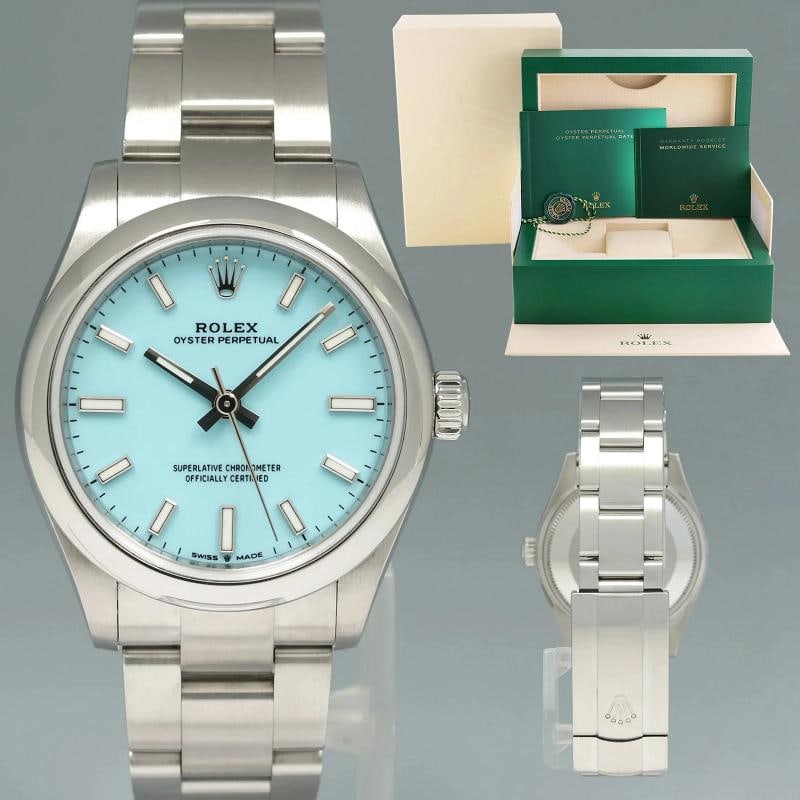 2024 MINT Rolex Oyster 277200 Perpetual 31mm Tiffany BLUE Watch Box: Condition: Pre-owned - Excellent,Brand: Rolex,Department: Unisex Adults,Type: Wristwatch,Model: Ladies Rolex,Reference Number: 277200,With Original Box/Packaging: Yes,With Papers: No,Customized: No,Co