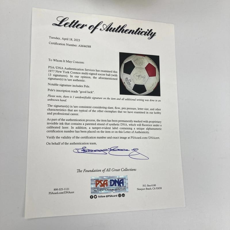 1977 New York Cosmos Pele Team Signed Vintage Soccer Ball PSA DNA World Cup - 2