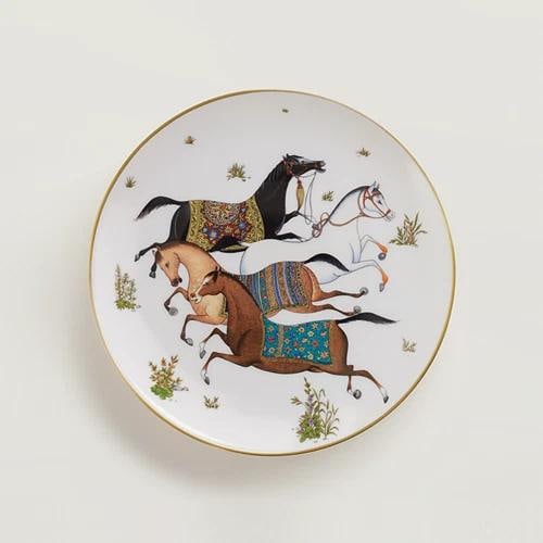NEW HERMES CHEVAL D'ORIENT PAIR OF DESSERT PLATES #P009807P BRAND NIB - 2