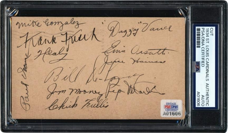 1934 St. Louis Cardinals World Series Champs Team Signed Government Postcard PSA: Sport: Baseball,Signed: Yes,Original/Reprint: Original,Autograph Authentication: Professional Sports Authenticator (PSA),Product: Postcard,Team: St. Louis Cardinals,Country of Origin: United States
