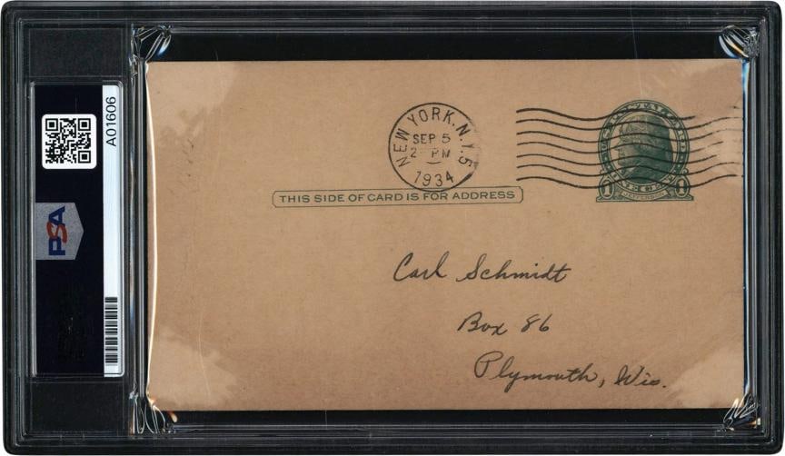 1934 St. Louis Cardinals World Series Champs Team Signed Government Postcard PSA - 2