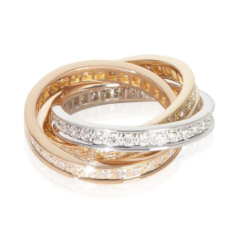 Cartier 3-Tone Gold Diamond Trinity Ring - 2
