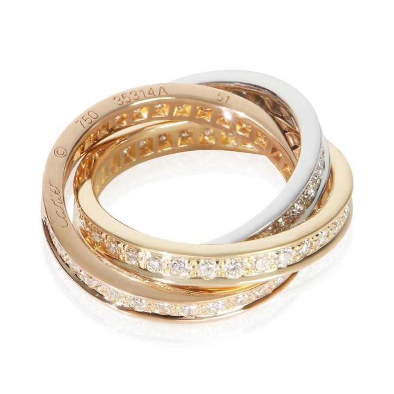 Cartier 3-Tone Gold Diamond Trinity Ring - 3