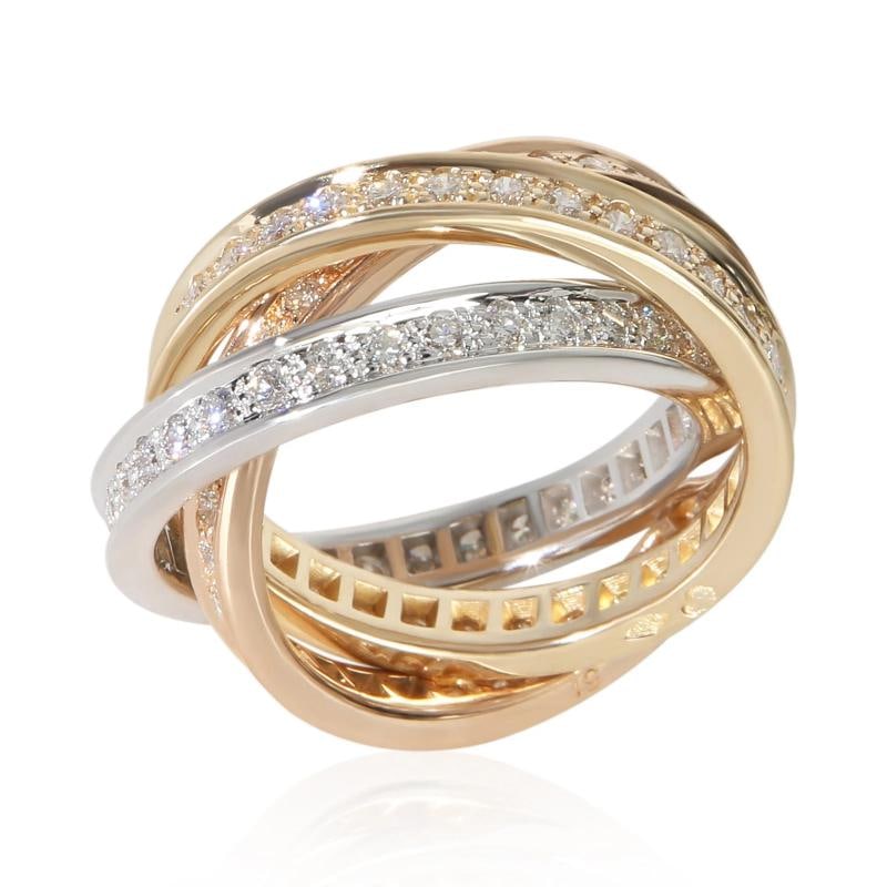 Cartier 3-Tone Gold Diamond Trinity Ring - 4