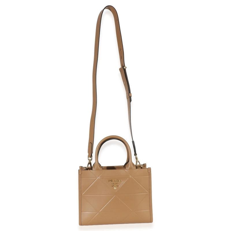 Prada Dark Beige Soft Calfskin Triangolo Symbole Mini Tote - 2