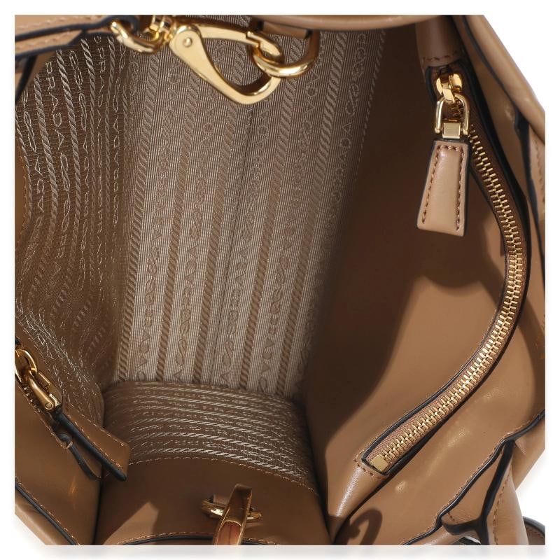 Prada Dark Beige Soft Calfskin Triangolo Symbole Mini Tote - 6