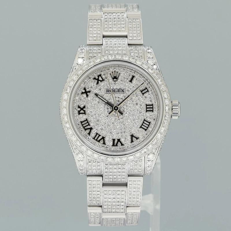 MINT Rolex Oyster 177200 Perpetual 31mm Diamond Pave Iced out Oyster Watch Box - 2