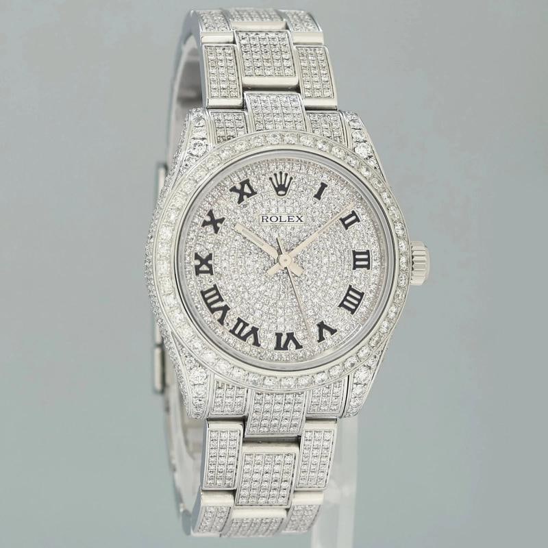 MINT Rolex Oyster 177200 Perpetual 31mm Diamond Pave Iced out Oyster Watch Box - 3