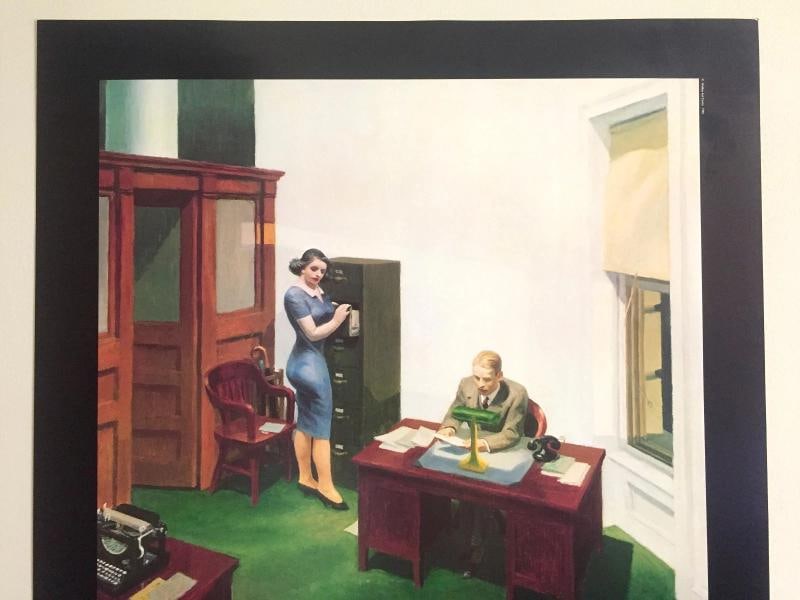 EDWARD HOPPER RARE VTG 1981 LITHOGRAPH PRINT MUSEUM POSTER " NIGHT OFFICE " 1940 - 2
