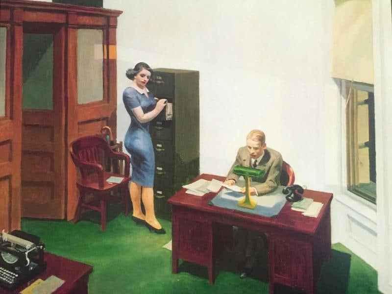EDWARD HOPPER RARE VTG 1981 LITHOGRAPH PRINT MUSEUM POSTER " NIGHT OFFICE " 1940 - 6