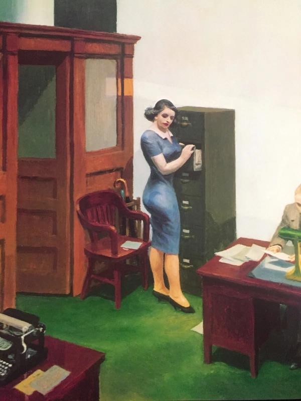 EDWARD HOPPER RARE VTG 1981 LITHOGRAPH PRINT MUSEUM POSTER " NIGHT OFFICE " 1940 - 7
