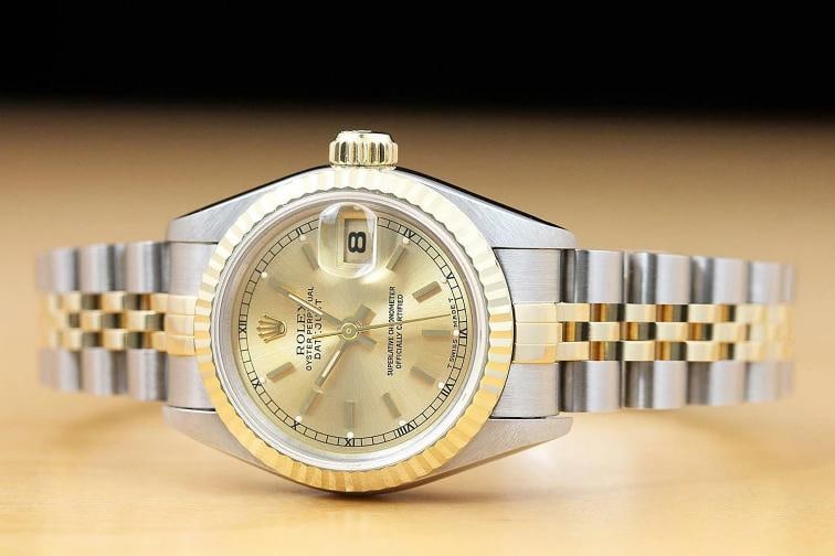ROLEX LADIES DATEJUST 69173 2 TONE CHAMPAGNE DIAL 18K YELLOW GOLD STEEL WATCH - 3