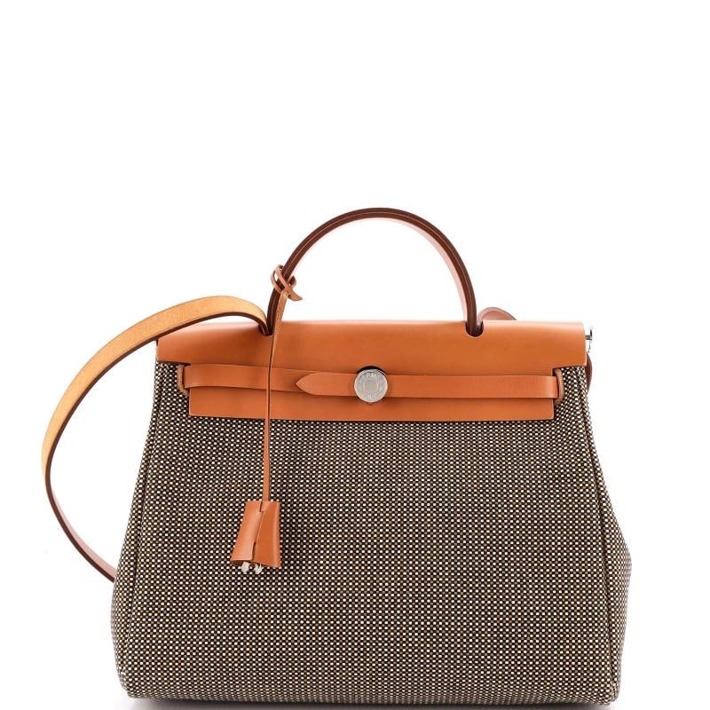 Hermes Herbag Zip Criss Viking Toile and Leather 31: Condition: Pre-owned - Excellent,Brand: Hermes,Exterior Material: Canvas Plain, Leather,Style: Shoulder Bags,Exterior Color: Black,Department: Women,Size: 31,Accessories: Clochette, Lock, Pochette, Ke