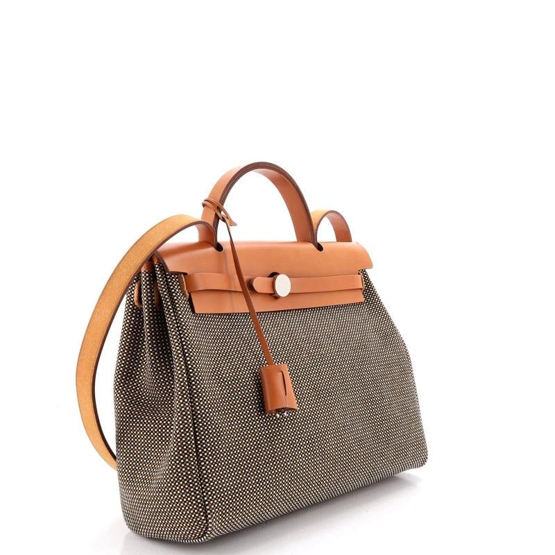 Hermes Herbag Zip Criss Viking Toile and Leather 31 - 3