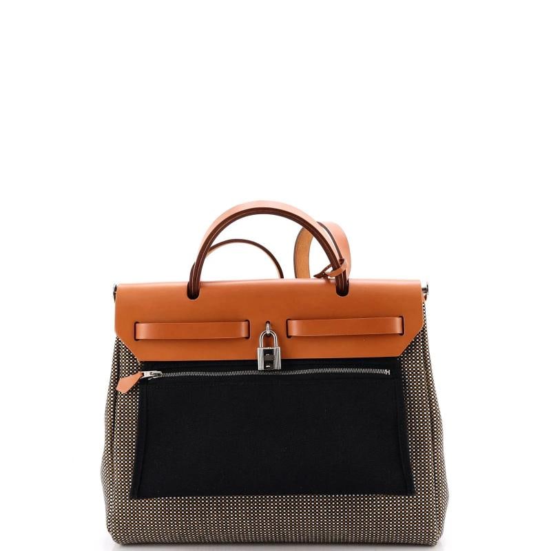 Hermes Herbag Zip Criss Viking Toile and Leather 31 - 4