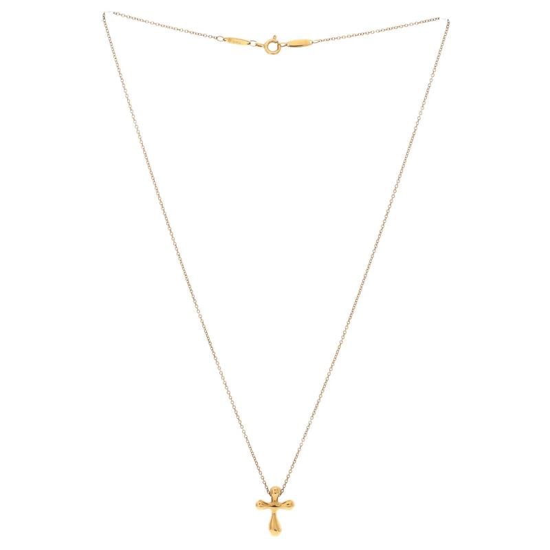 Tiffany & Co. Elsa Peretti Cross Pendant Necklace 18K Yellow Gold Small - 2