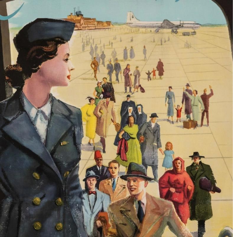 Original Aviation Poster - Travel the World - Sabena - Belgium - Airport - 1950 - 2