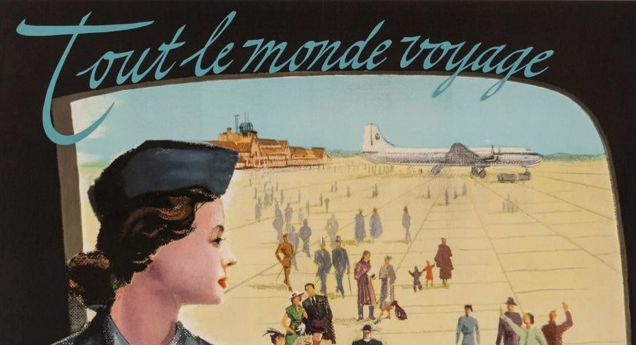 Original Aviation Poster - Travel the World - Sabena - Belgium - Airport - 1950 - 3