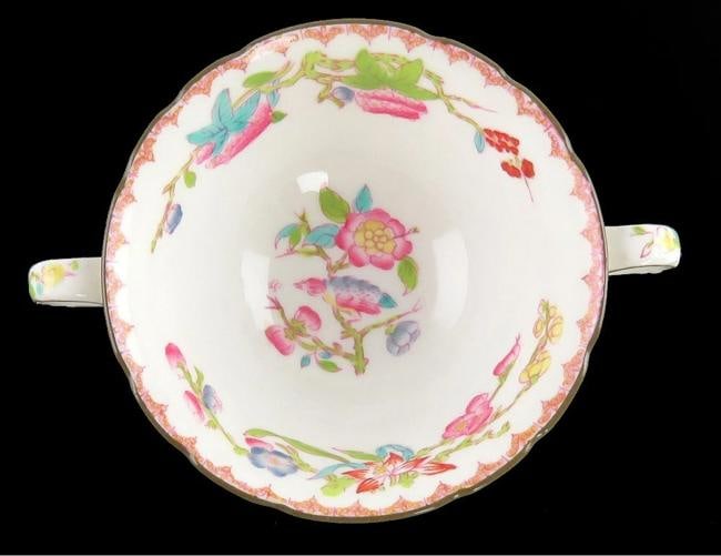 15 Antique English Porcelain Minton Bird Flower Pattern Bouillon Cups & Saucers - 4