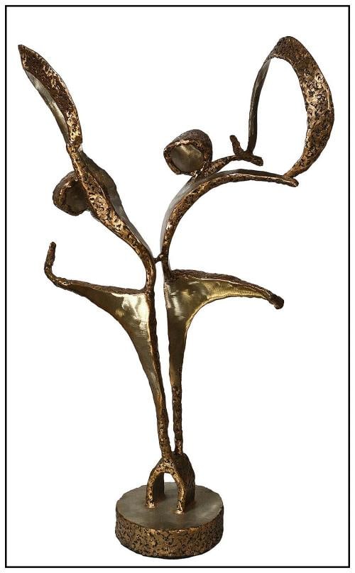 Colbert Collins Cobert Signed MCM Bronze Steel Original Sculpture Dance Artwork: Condition: Used,Artist: Colbert Collins,Type: Sculpture,Original/Licensed Reproduction: Original,Signed: Yes,Item Height: 38 in,Title: Ribbon Dancers Original,Style: Art Deco,Material: