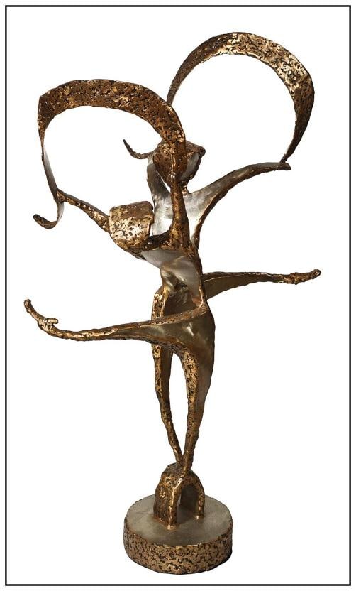 Colbert Collins Cobert Signed MCM Bronze Steel Original Sculpture Dance Artwork - 3