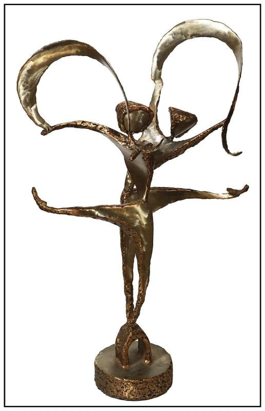 Colbert Collins Cobert Signed MCM Bronze Steel Original Sculpture Dance Artwork - 4
