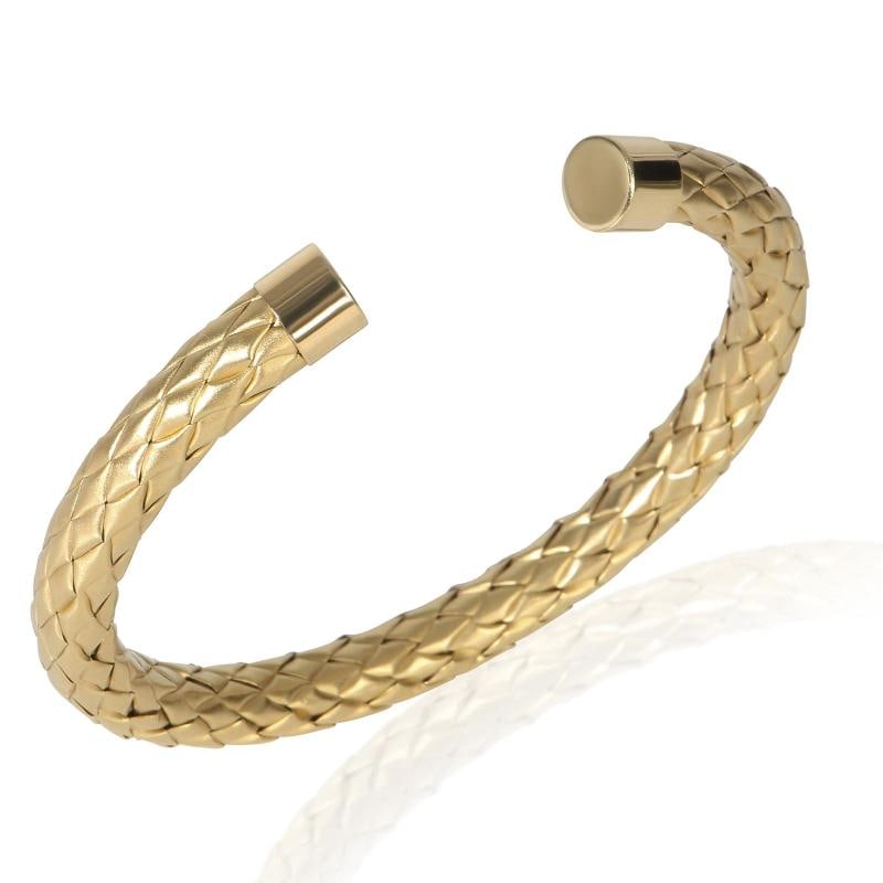 Roberto Coin Yellow Gold Woven Cuff Bracelet - 4