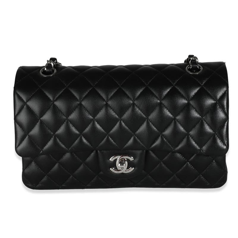Chanel Black Quilted Lambskin Medium Classic Double Flap Bag: Condition: Pre-owned - Good,Dimensions: 10 x 6 x 2.5,Handbag Accessories: Box;Dustbag;Receipt;Care Booklet;Retail Tag,Bag Width: 10 in,Bag Depth: 2.5 in,Bag Height: 6 in,Department: Unisex,Style: