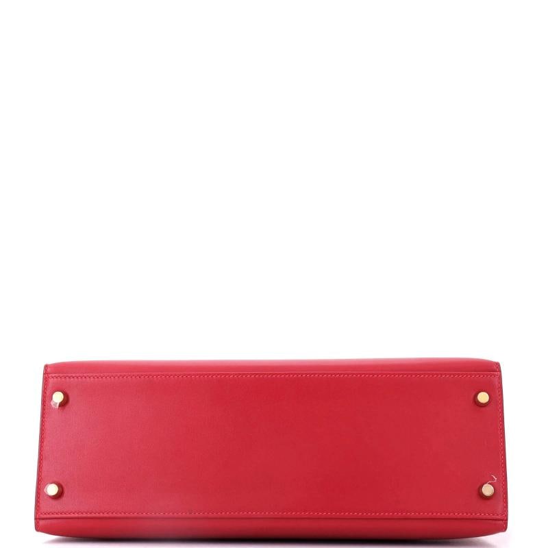 Hermes Kelly Handbag Red Tadelakt with Gold Hardware 32 - 5
