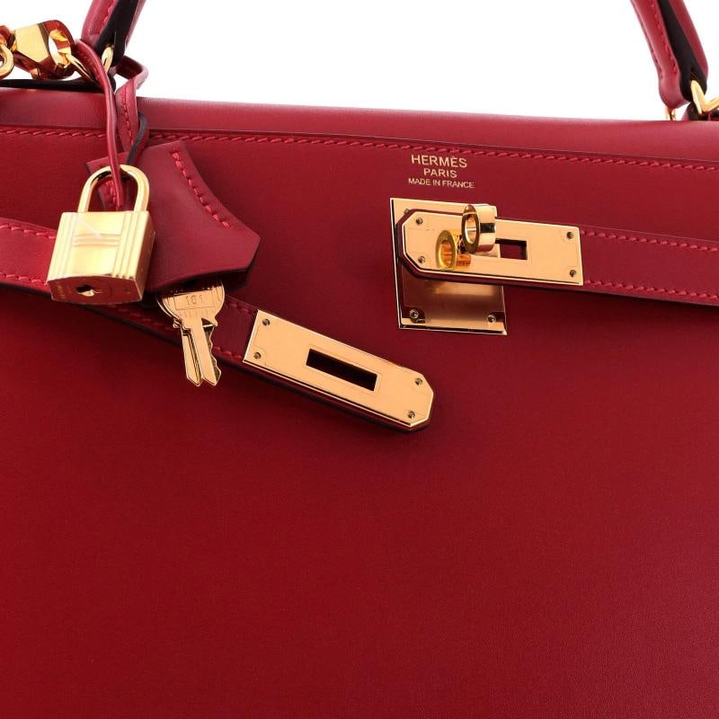 Hermes Kelly Handbag Red Tadelakt with Gold Hardware 32 - 7