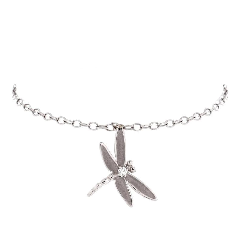 Tiffany & Co. Dragonfly Chain Bracelet 18K White Gold and Diamonds: Condition: Pre-owned - Good,Brand: Tiffany & Co.,Main Stone: Diamond,Metal: 18K White Gold,Metal Purity: 18K,Style: Chain,Type: Bracelet,Color: White Gold,Material: 18K White Gold, Diamond Condition: 