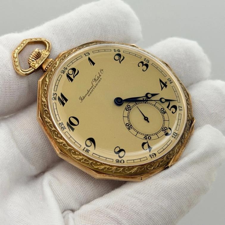 Vintage IWC Schaffhausen 1930s Pocket Watch 14k Yellow Gold Movement 887571 - 10