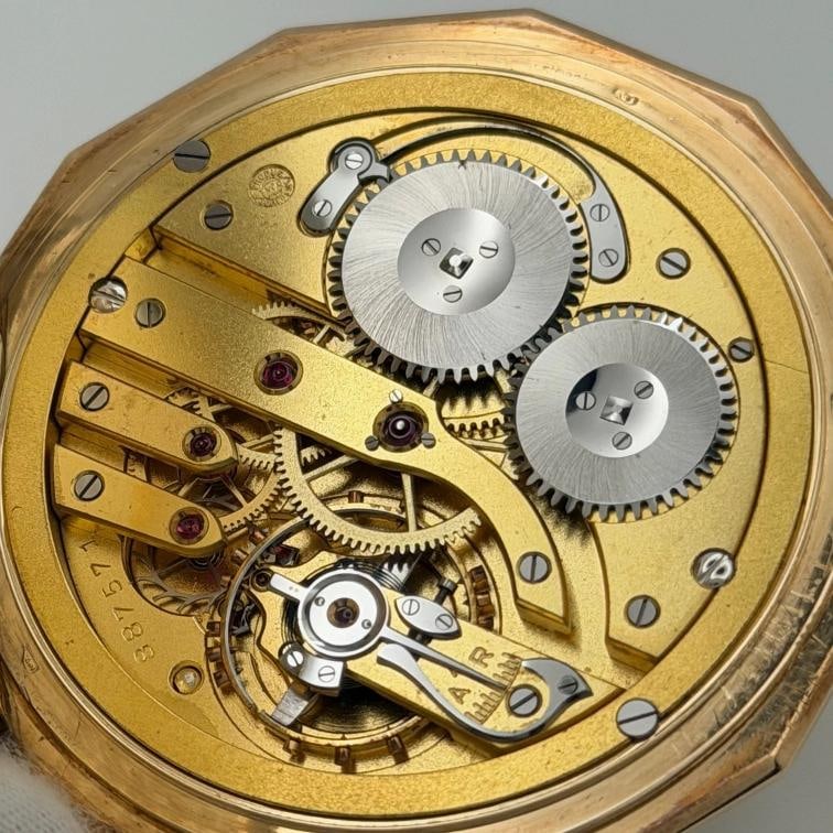 Vintage IWC Schaffhausen 1930s Pocket Watch 14k Yellow Gold Movement 887571 - 3
