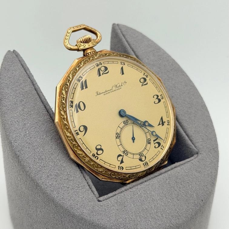 Vintage IWC Schaffhausen 1930s Pocket Watch 14k Yellow Gold Movement 887571 - 7