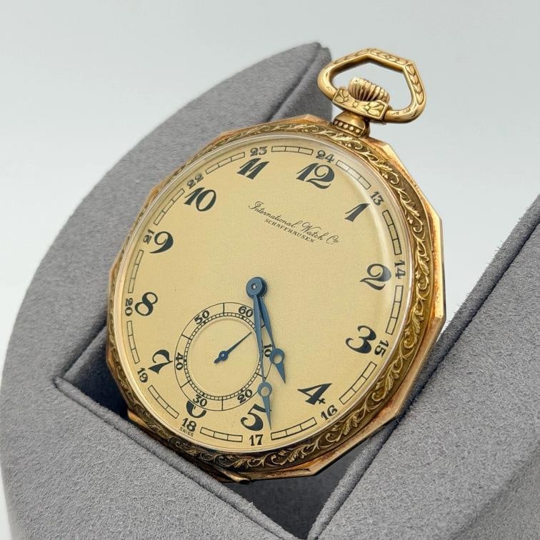 Vintage IWC Schaffhausen 1930s Pocket Watch 14k Yellow Gold Movement 887571 - 8