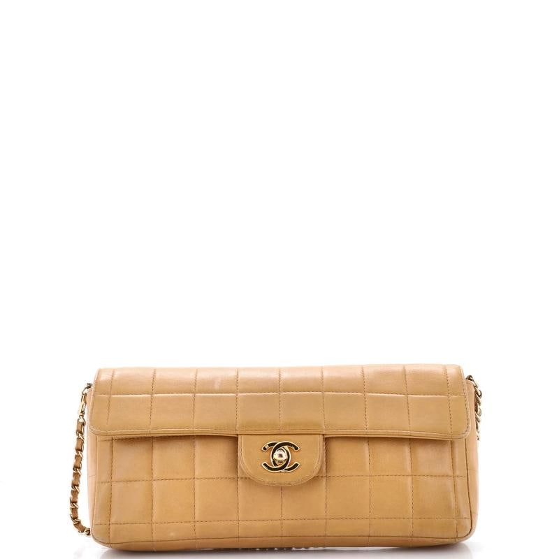Chanel Chocolate Bar Flap Bag Quilted Lambskin East West: Accessories: Dust Bag Measurements: Handle Drop 12", Height 5", Width 10", Depth 1.5", Strap Drop 12". Condition: Pre-owned - Good,Brand: Chanel,Exterior Material: Leather,Style: Shoulder Bags,Exterio