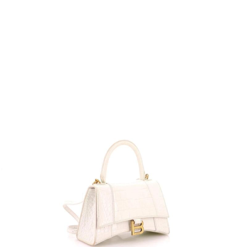 Balenciaga Hourglass Top Handle Bag Crocodile Embossed Leather Small - 2